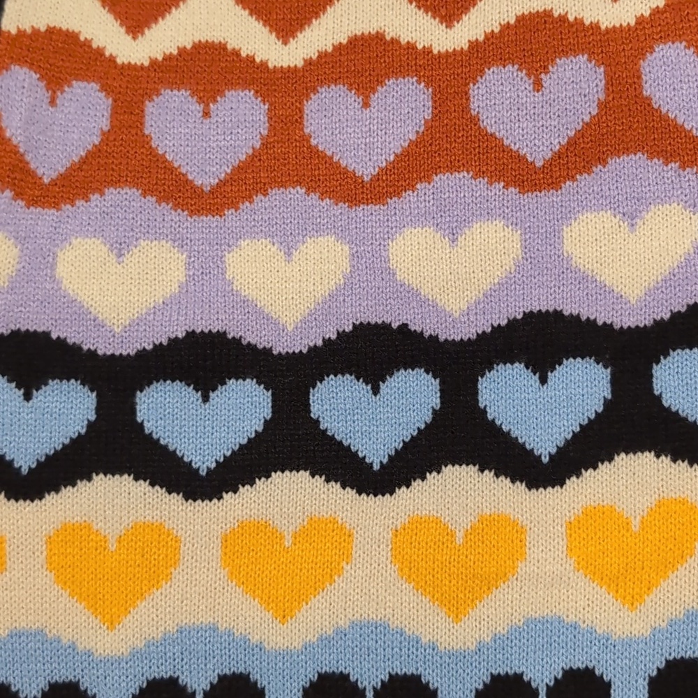 Ichi Heart Print Multicolour Sweather Vest XS Kidcore - Picture 4 of 10